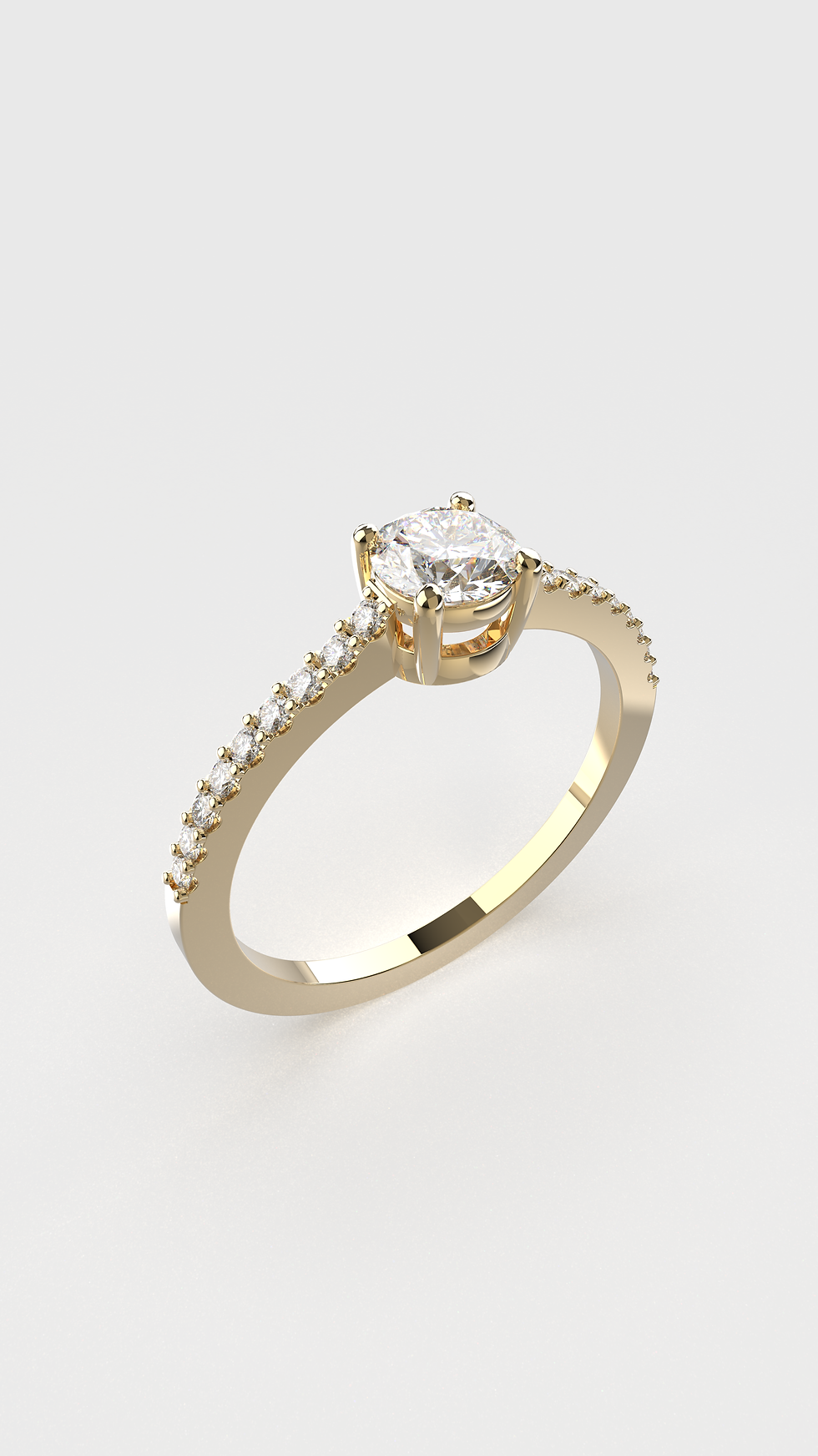 סירינה – טבעת סוליטר עם יהלומים צדדיים נוצצים