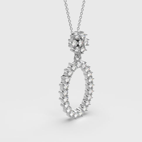 אלרה בלום – תליון אובל עם פרח משובץ יהלומים