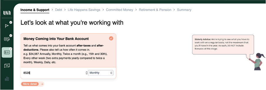 Ensure you combine all after-tax and after-deduction income.