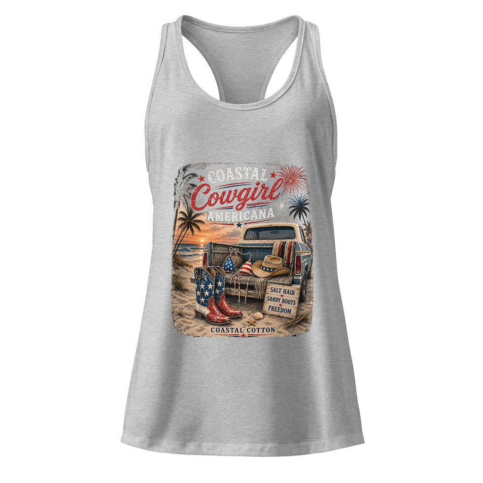 Thumbnail: Coastal Cotton Coastal Cowgirl Americana Fitted Racerback Tank Top