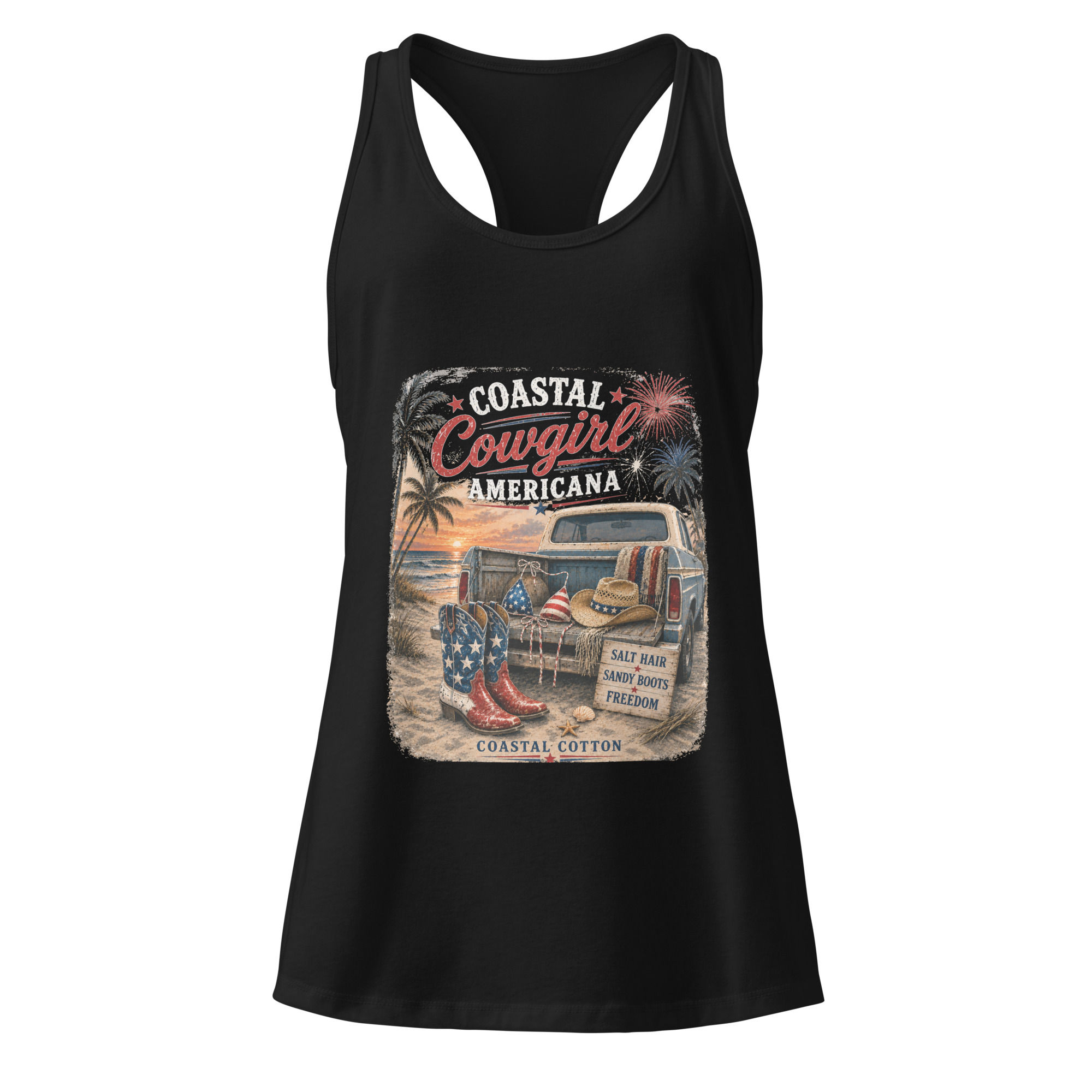 Coastal Cotton Coastal Cowgirl Americana Fitted Racerback Tank Top