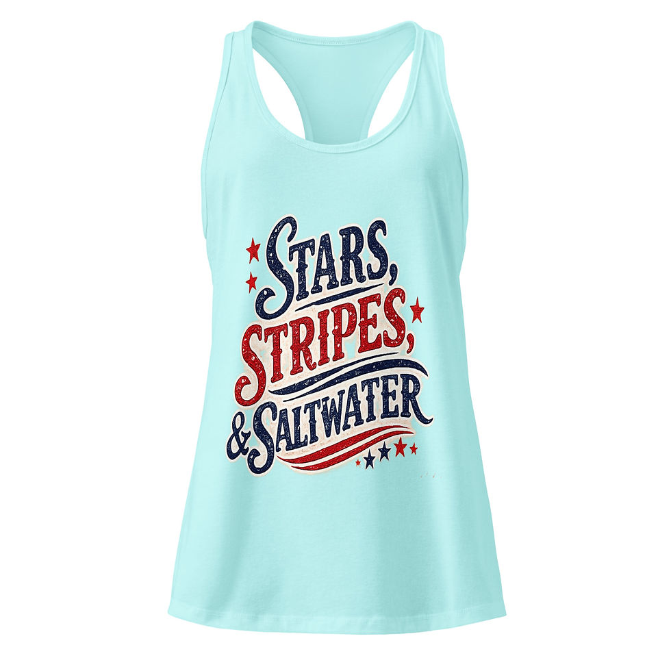 Thumbnail: Coastal Cotton Stars Stripes & Freedom Fitted Racerback Tank Top