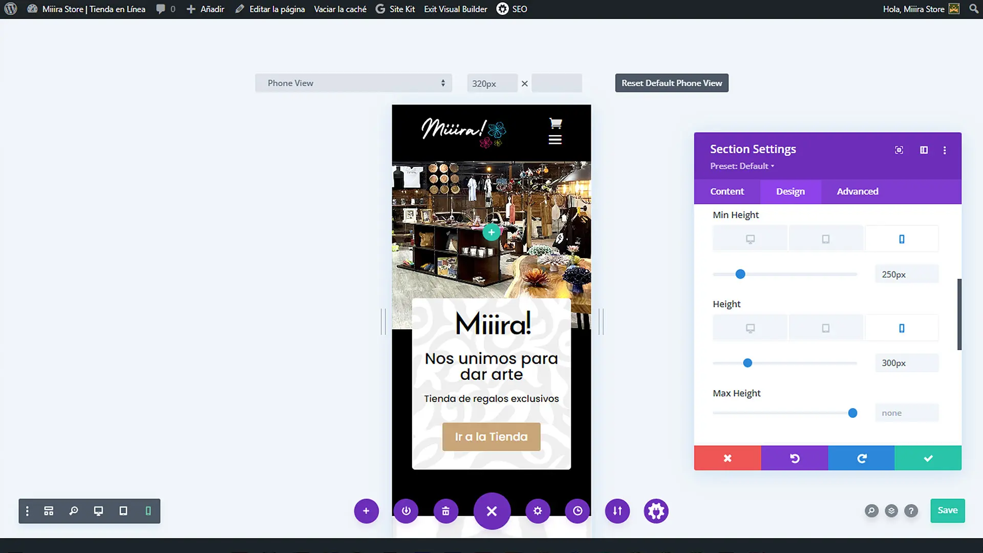 DIVI responsive website design editor on WordPress for Miiira! in Cuenca, Ecuador by Helicoid Studio