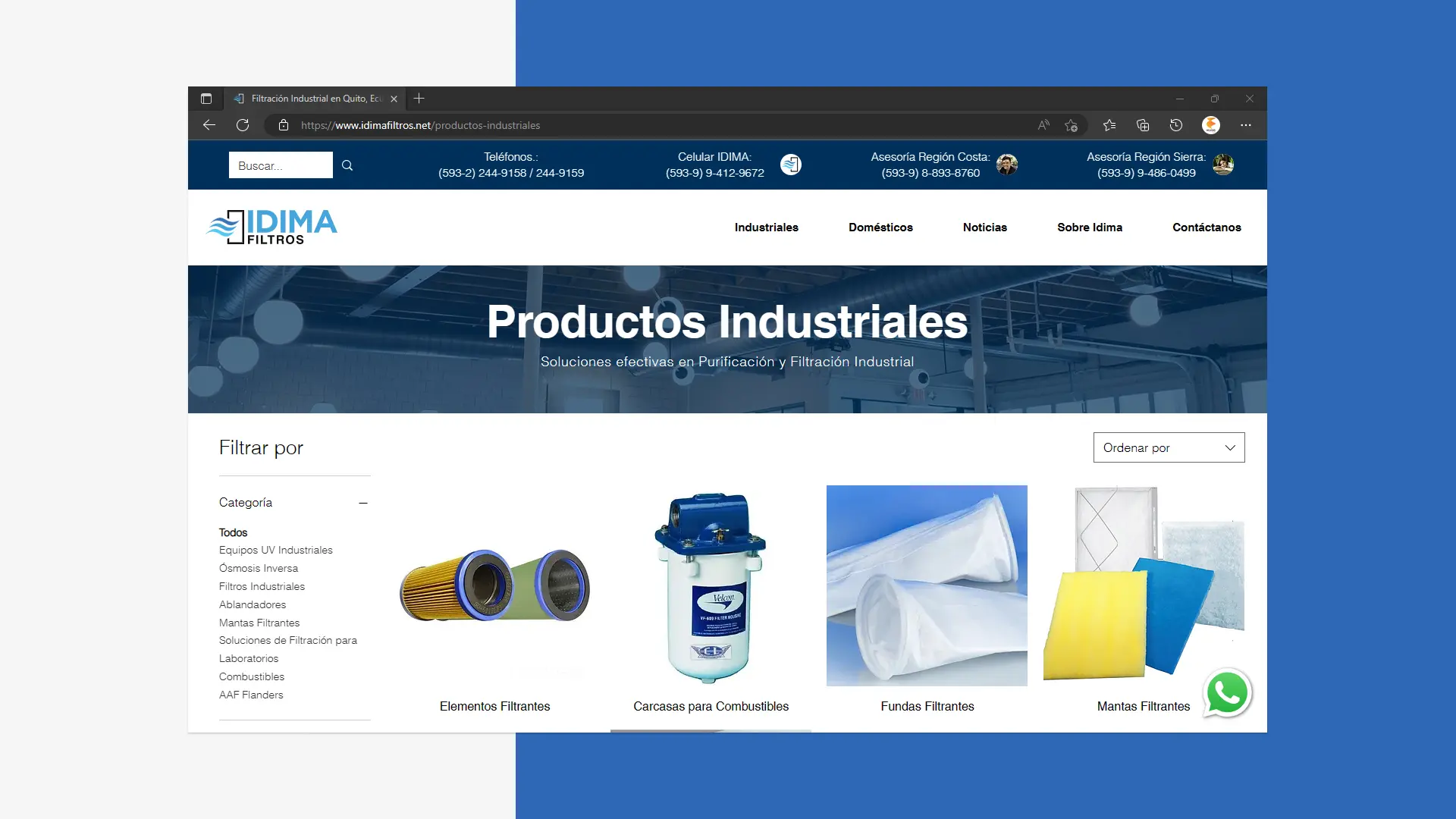 Adaptive Website Redesign (Desktop) for IDIMA CIA. LTDA. in Quito, Ecuador