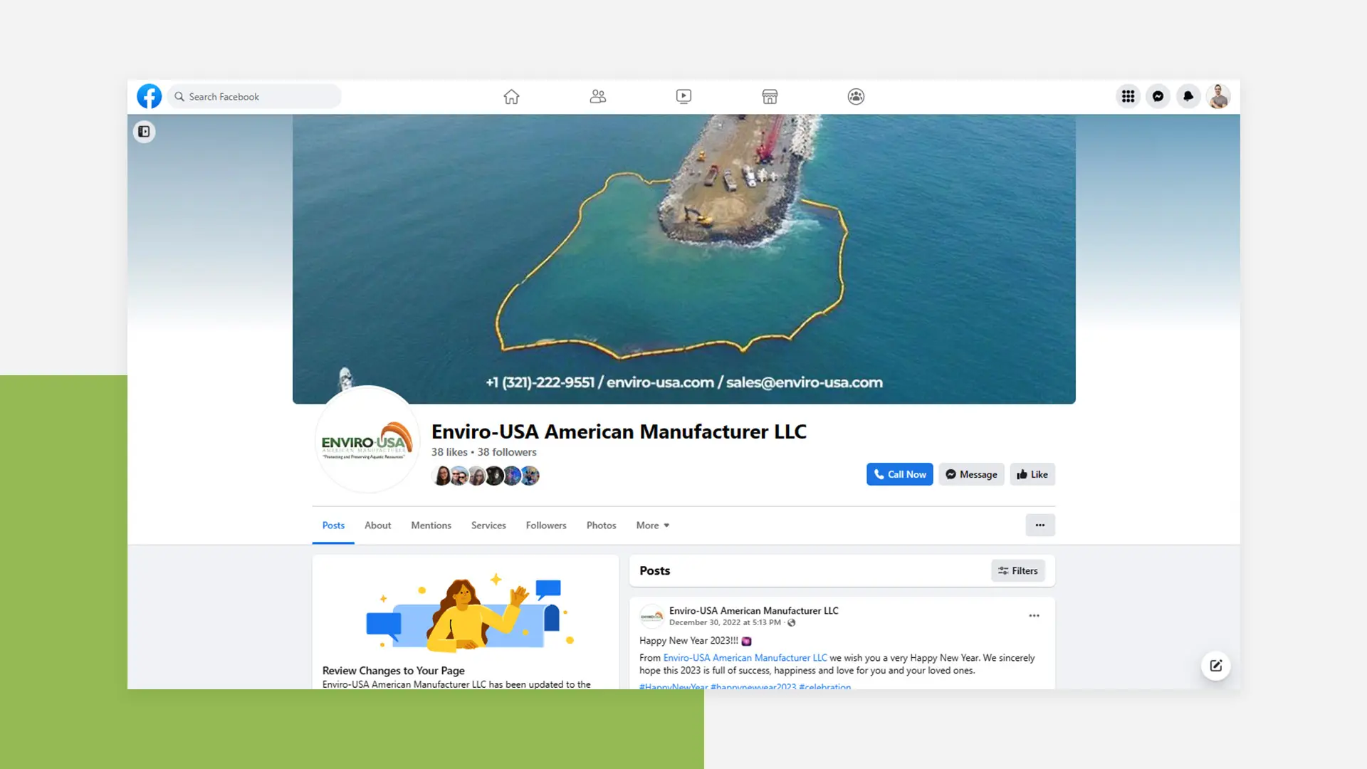 Social media content design, marketing strategy, social media ads for Enviro-USA in Cape Canaveral, Florida
