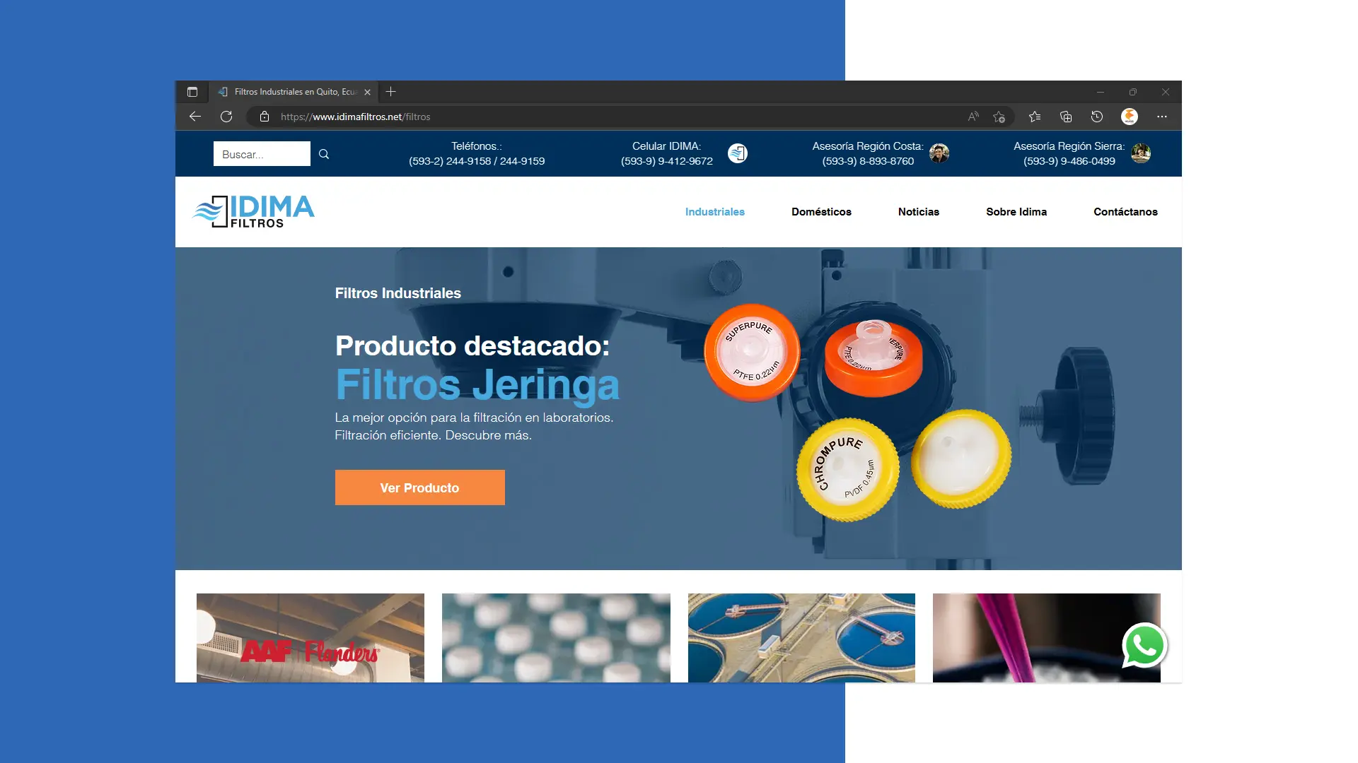 Adaptive Website Redesign (Desktop) for IDIMA CIA. LTDA. in Quito, Ecuador