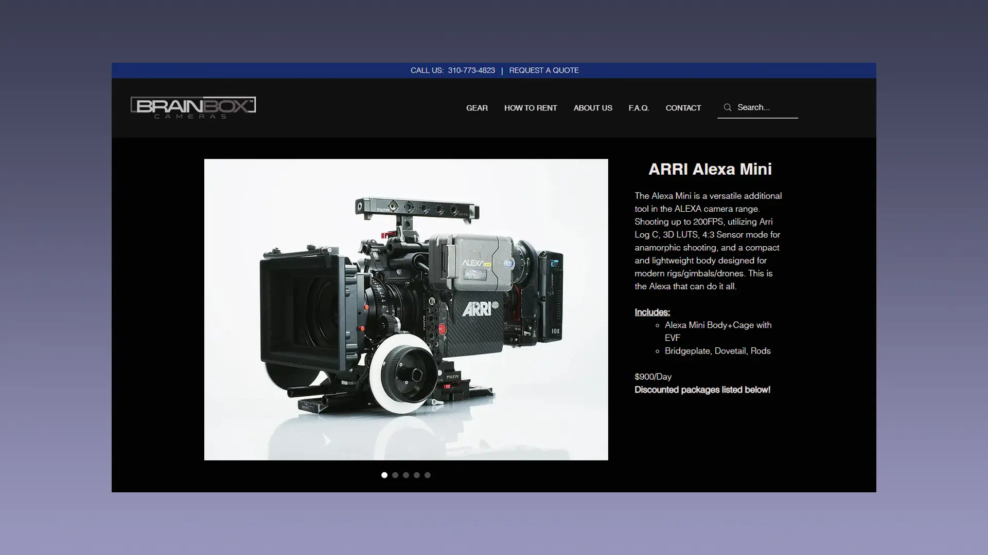 Camera Rental Website Design for Brainbox Cameras in Los Angeles, California by Helicoid Studio