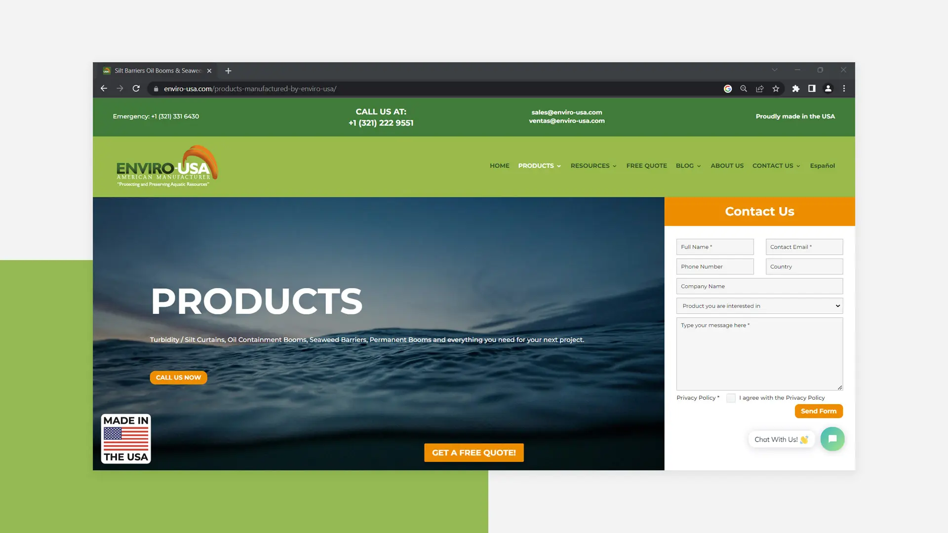 Responsive website design with DIVI in Wordpress for Enviro-USA in Florida, United States