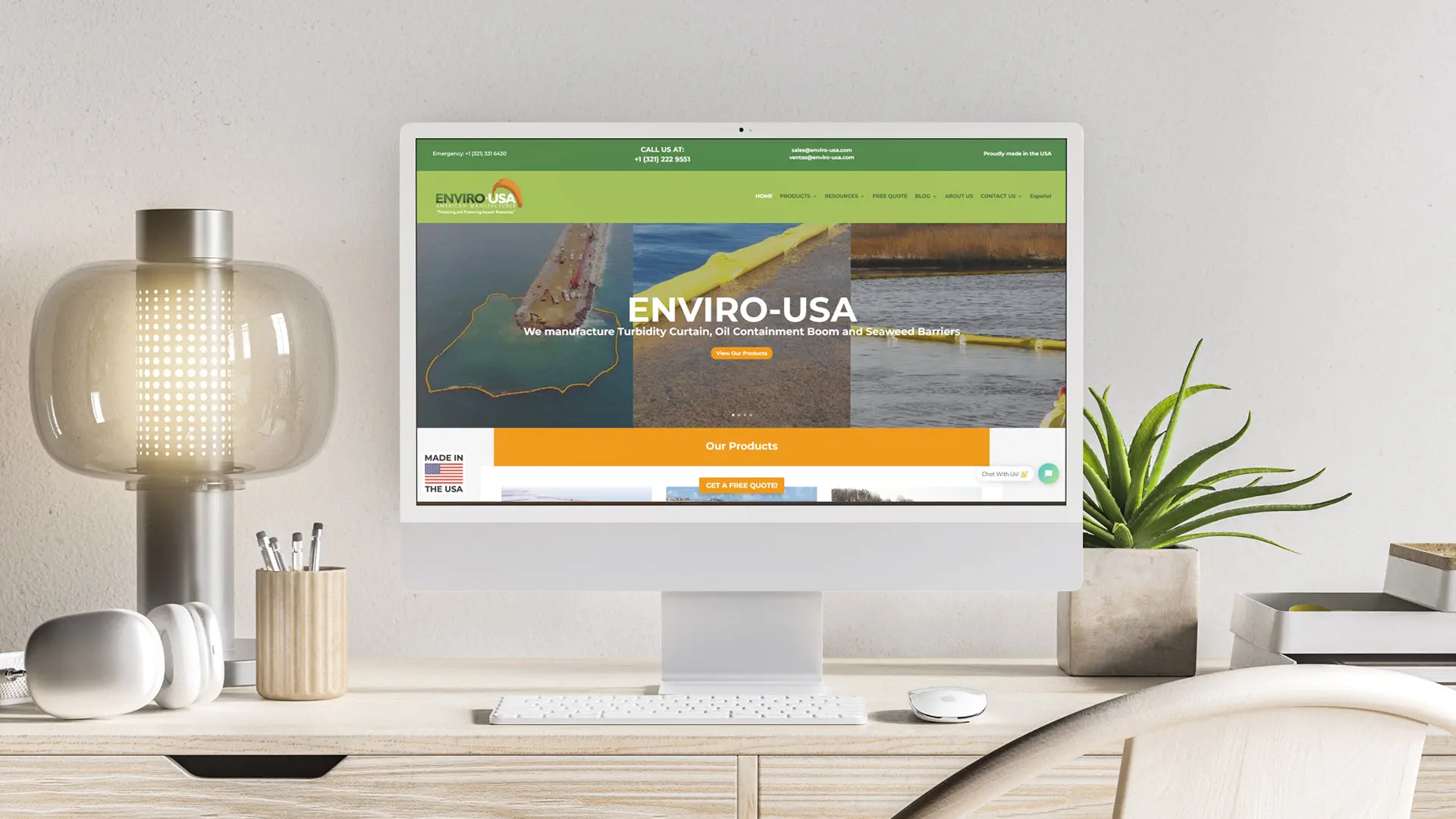 Website redesign, responsive website redesign, mobile, desktop, tablet design for Enviro-USA in Flor