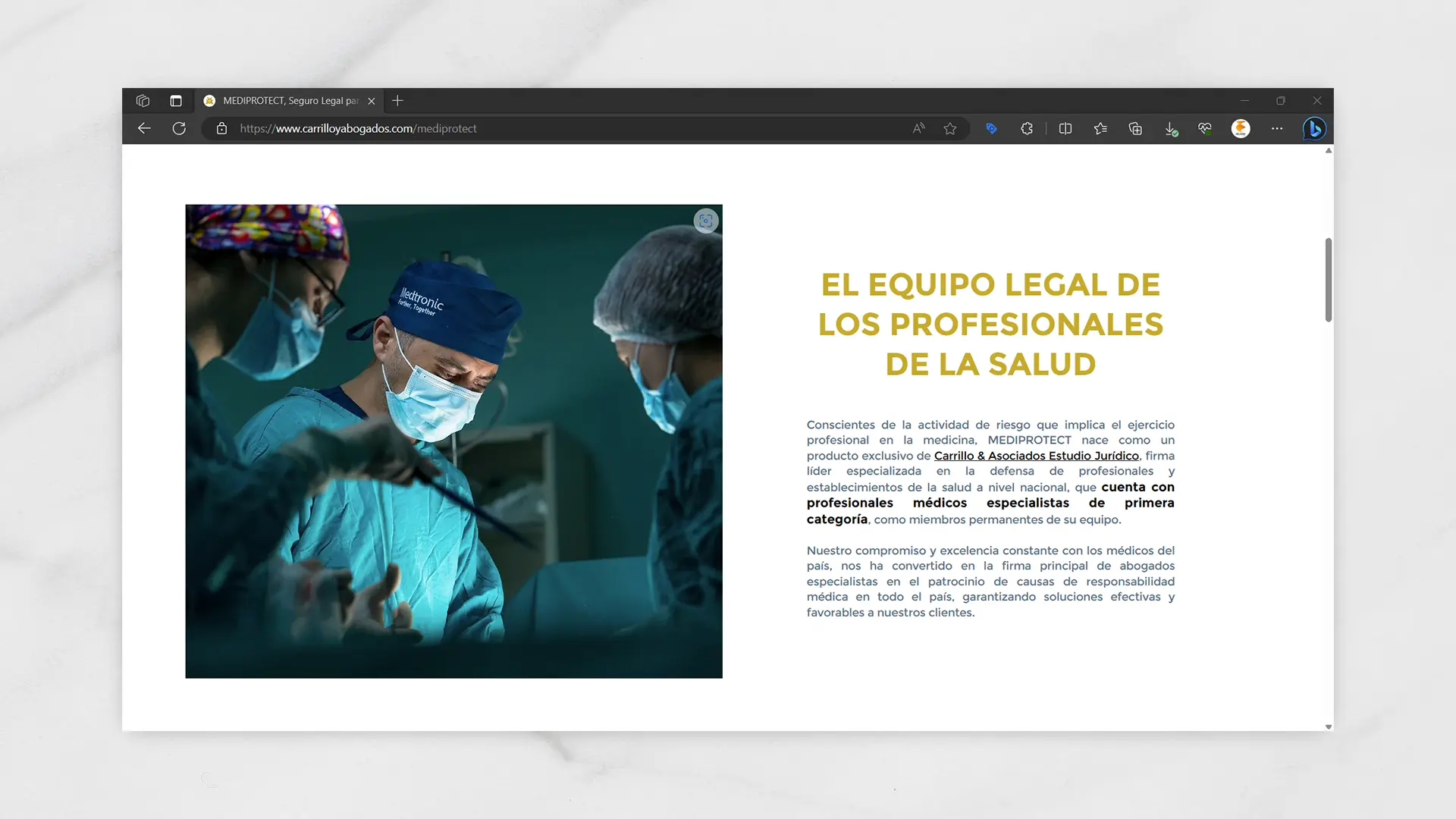 Adaptive Website design for Mediprotect in Quito, Ecuador