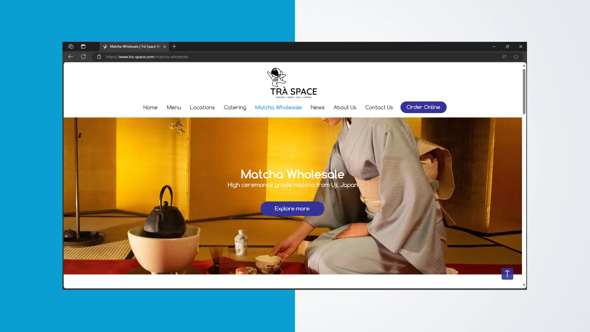 Website design, adaptive website design for Trà Space in Culver City, California