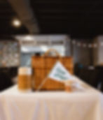 Woven basket with Camp Dragon flag at a past event.
