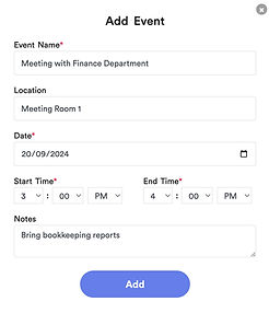 BookWiz Class Booking System - Add Event