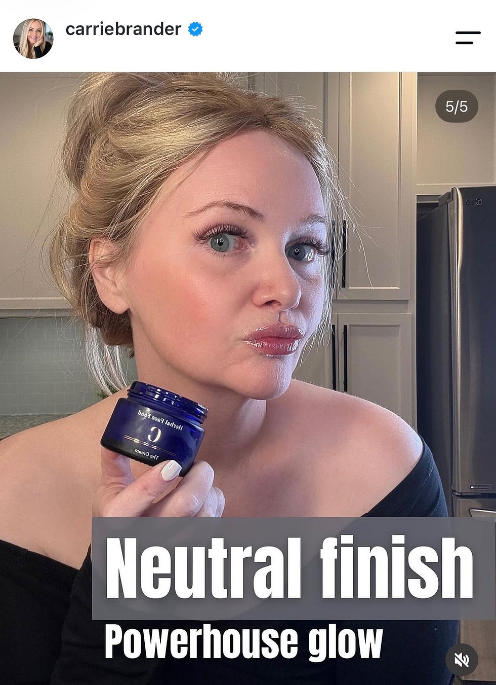 Carrie Brander showing natural skin glow using untinted Herbal Face Food The Cream