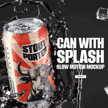 Can With Splash Slow Motion Mockup
