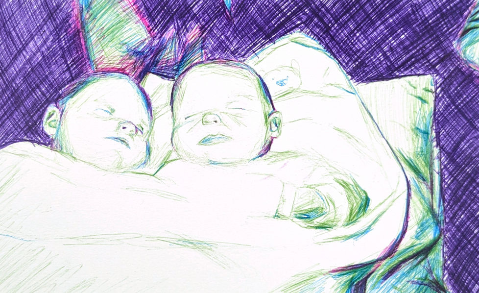 Ballpoint pen drawing test The Twins