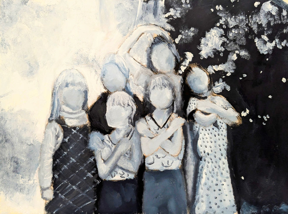 Oil painting Her and Friends