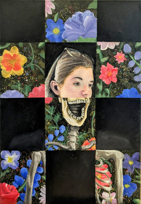 Tethered finished acrylic painting