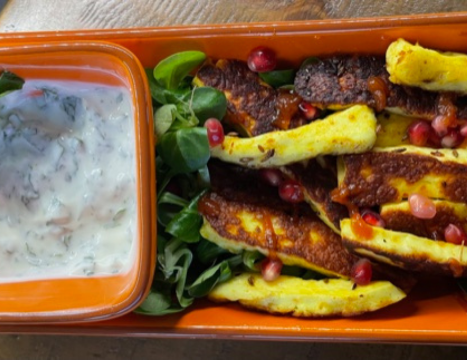 Spicy Halloumi Fries with Chilli Jam and Yogurt Dip