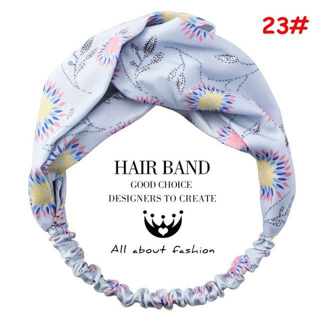 Miniature : Twist Cross Floral Elastic Knotted Headband