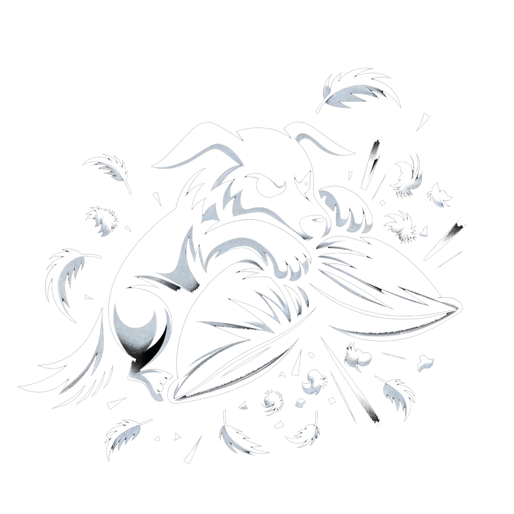 A dog energetically tearing apart a pillow, representing the need for dog behavior modification services.