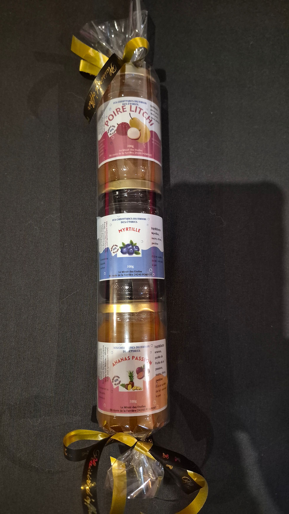 Coffret cadeau gourmand avec 3 pots de 100g