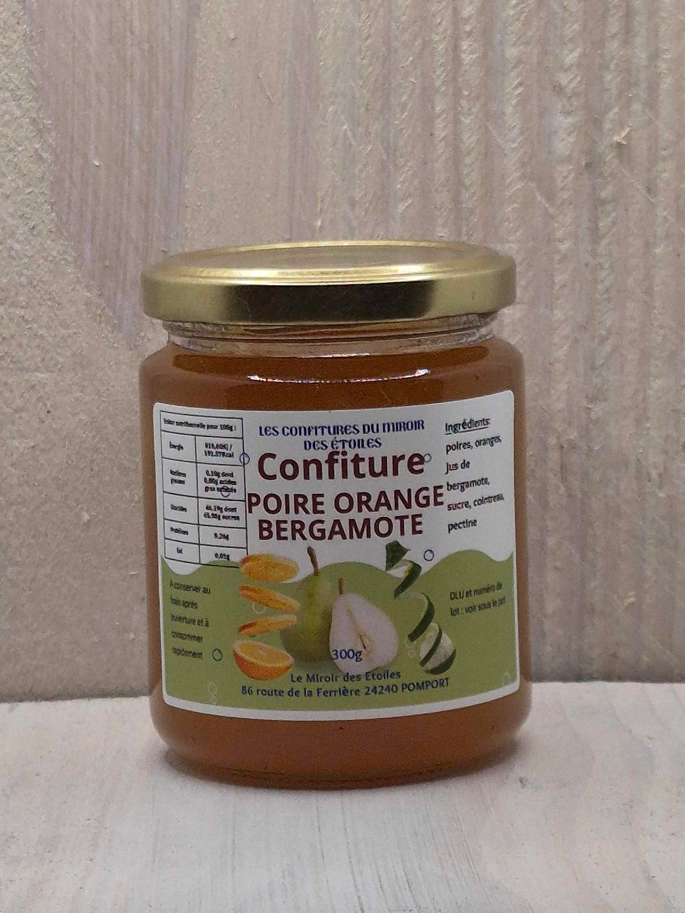 pot de confiture de poire orange bergamote 300g