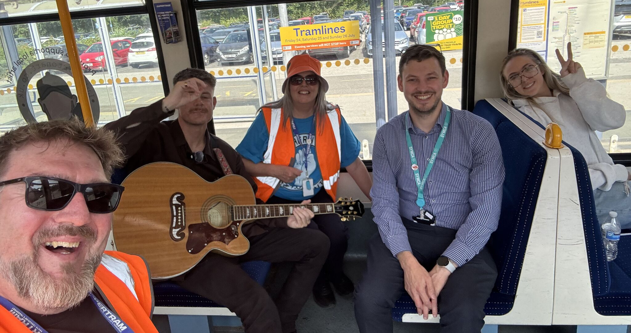 Trevor on Board the Supertram for Tramlines festival