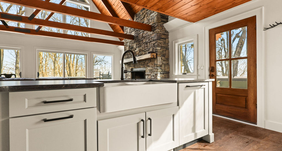 Kitchen island with farmhouse sink by Arrow Works in Boone NC High Country