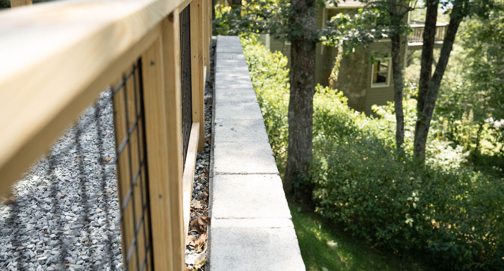Concrete block retaining wall construction by Arrow Works in Spruce Pine NC