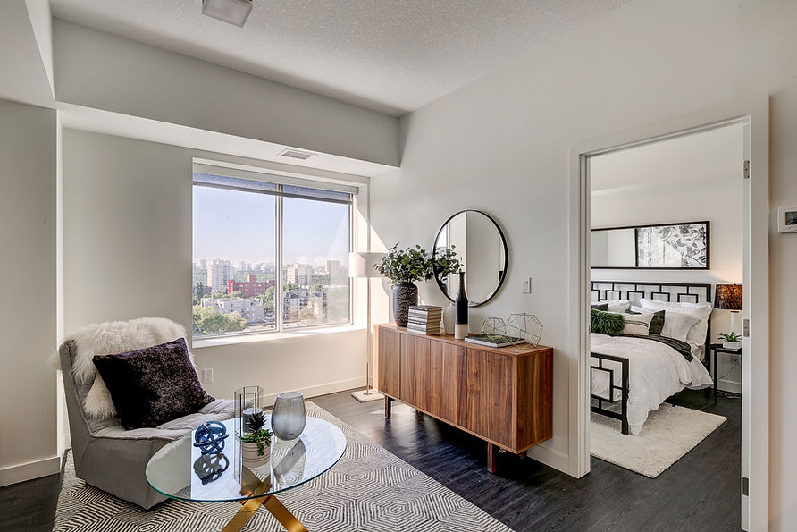 living room and bedroom view from e11even