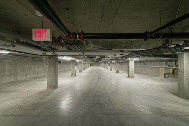 Image of the underground parking facilities at Lake Ridge Apartments, highlighting the spacious and well-lit parking area.