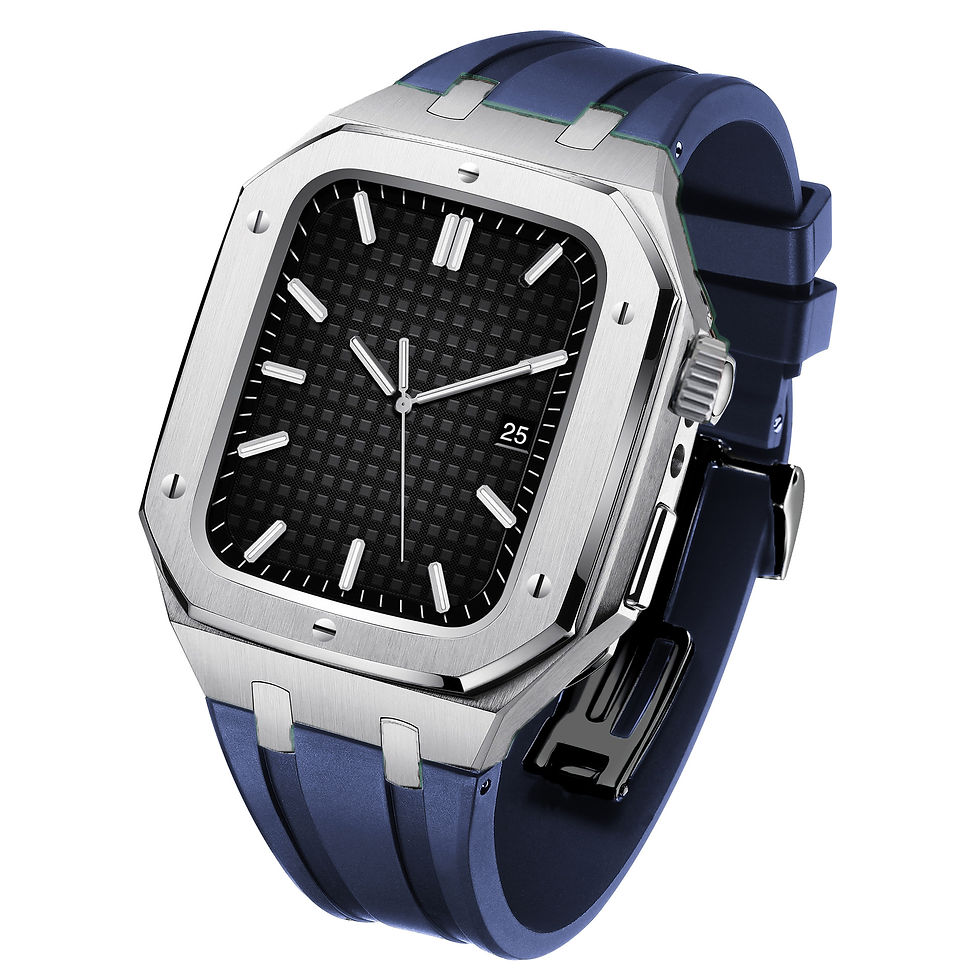 Thumbnail: Silicone Armor Case for iWatch 7 with Steel Strap