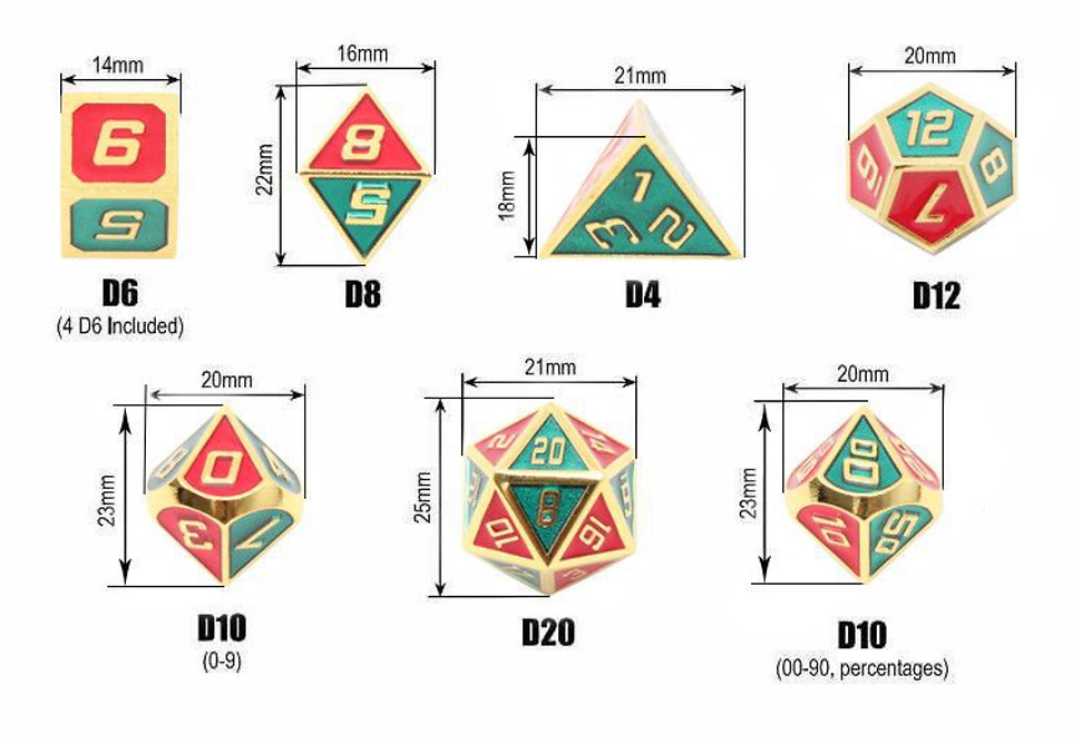 Thumbnail: Metal Dice Set for RPG - 7 Dice with Bag