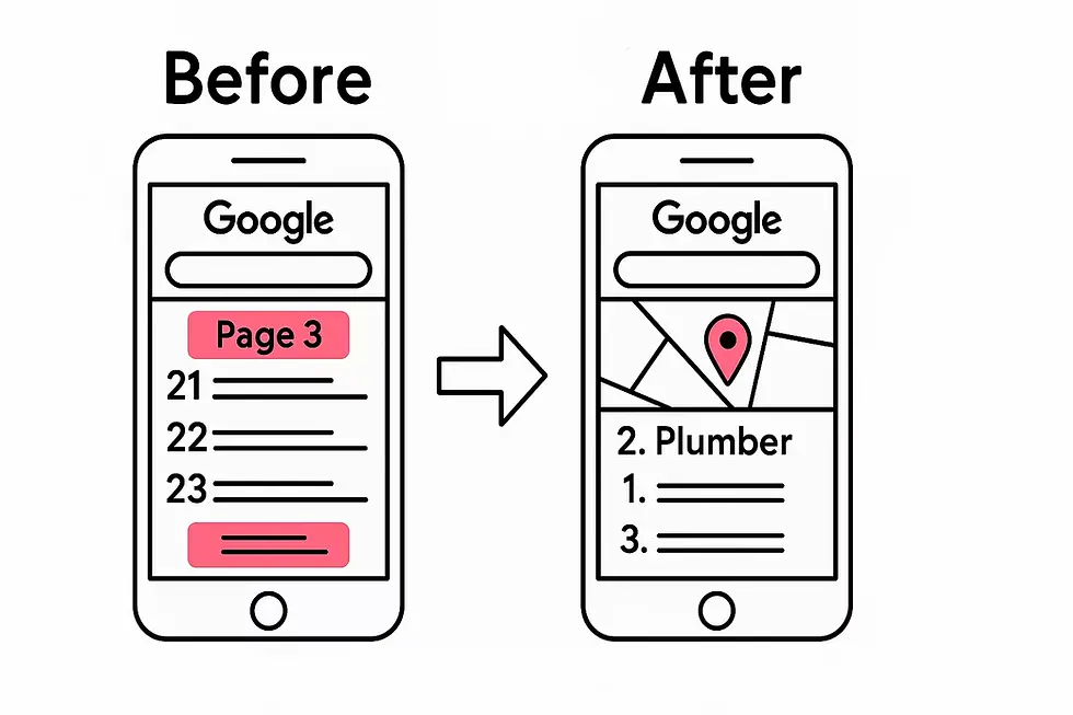Local SEO before and after for service businesses shows how clarity and consistency improve rankings and calls.