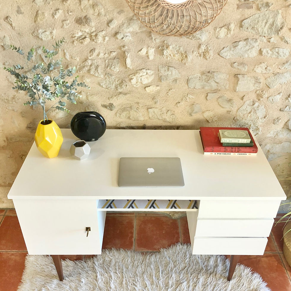 Miniature : Bureau blanc et bois