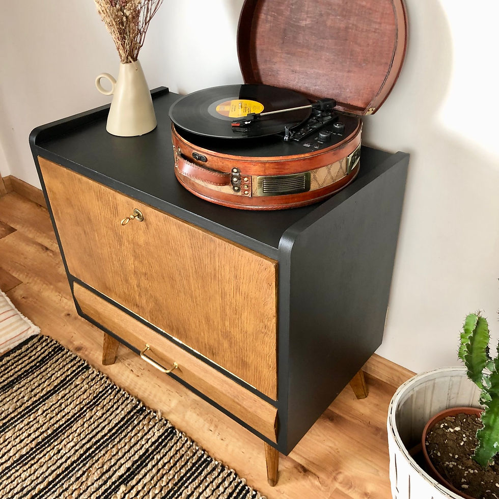 Miniature : Meuble de rangement bois et noir