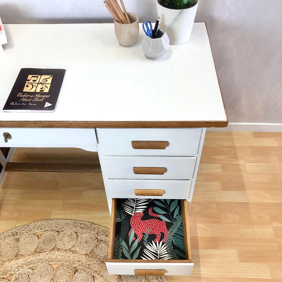Miniature : Bureau comptable blanc et bois