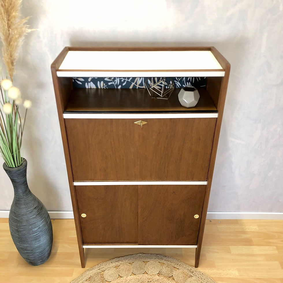 Miniature : Secrétaire blanc et bois