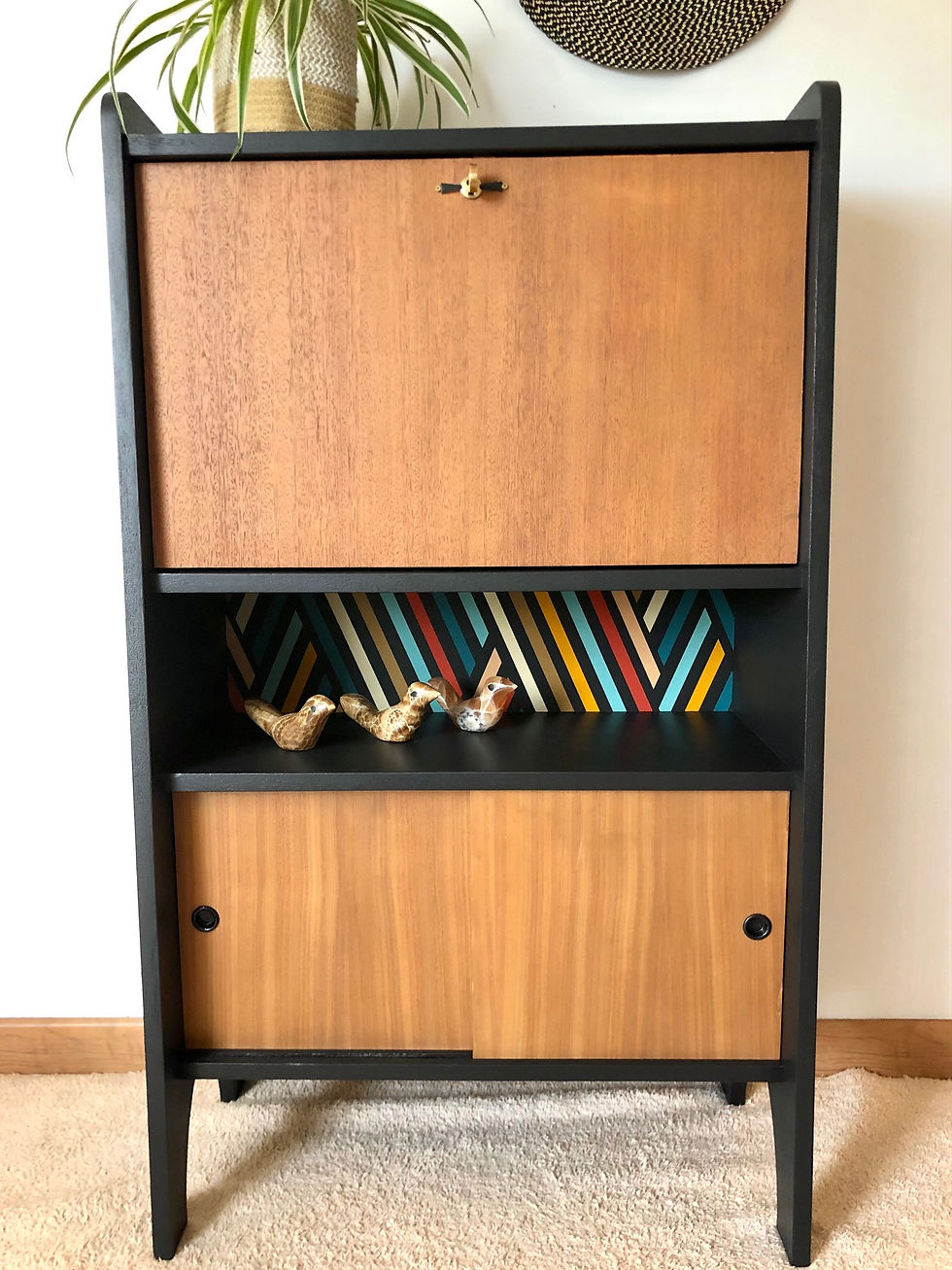 Miniature : Secrétaire noir et bois