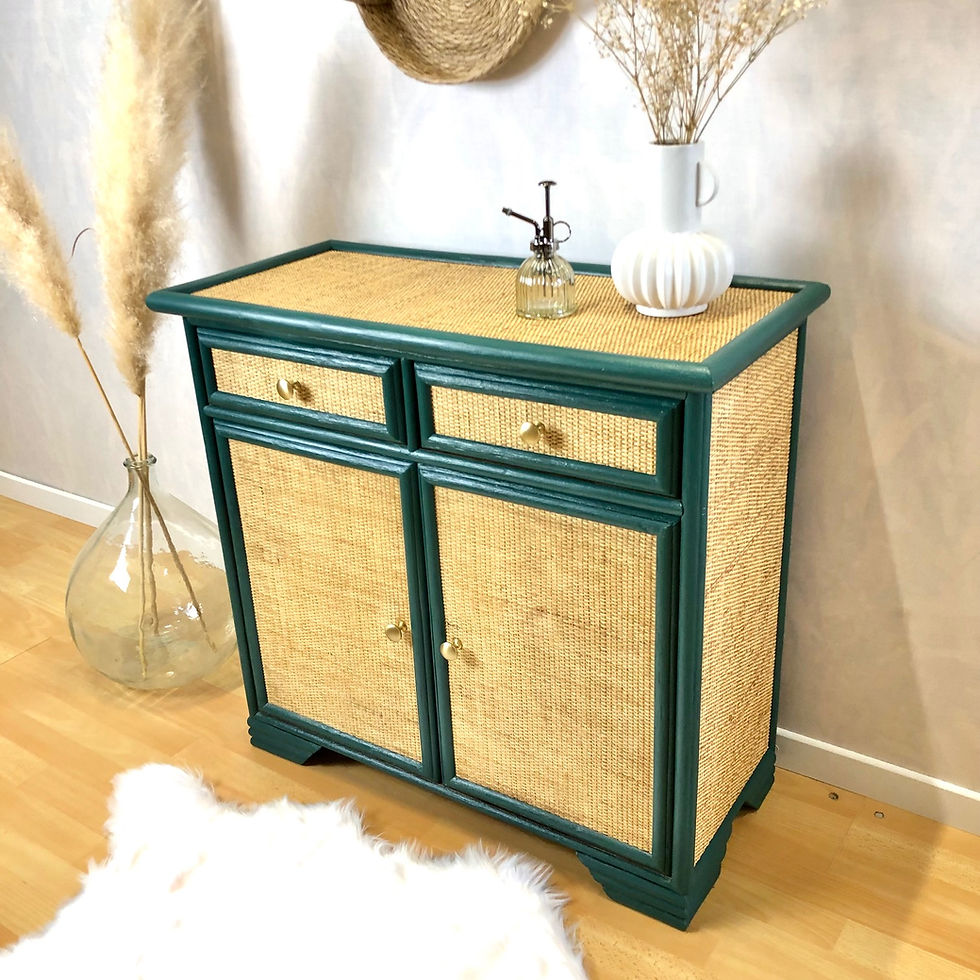 Miniature : Commode rotin et bambou années 70