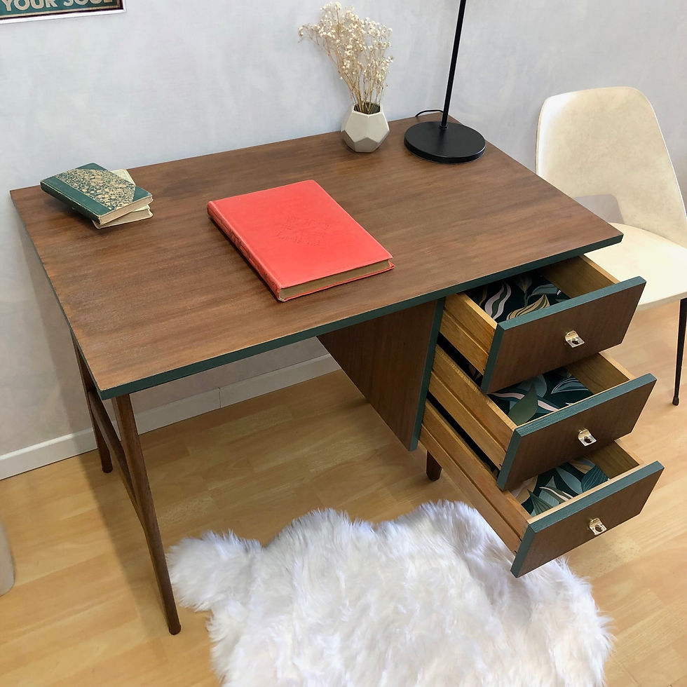 Miniature : Bureau vert et bois