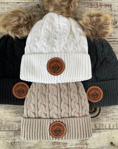 an image of 4 colors of Toques & Beannies with patches