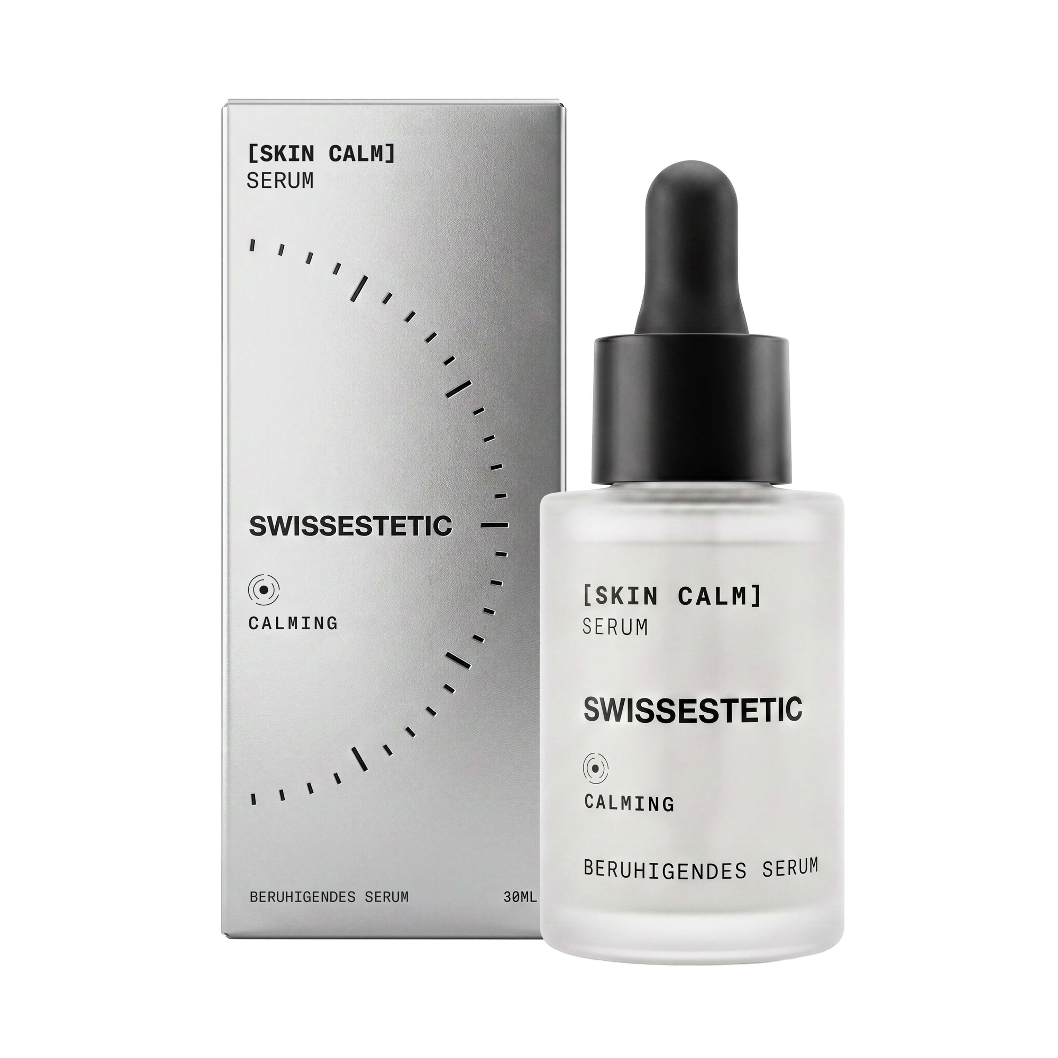 SKIN CALM SERUM für empfindliche Haut von swissestetic mit Produktverpackung
