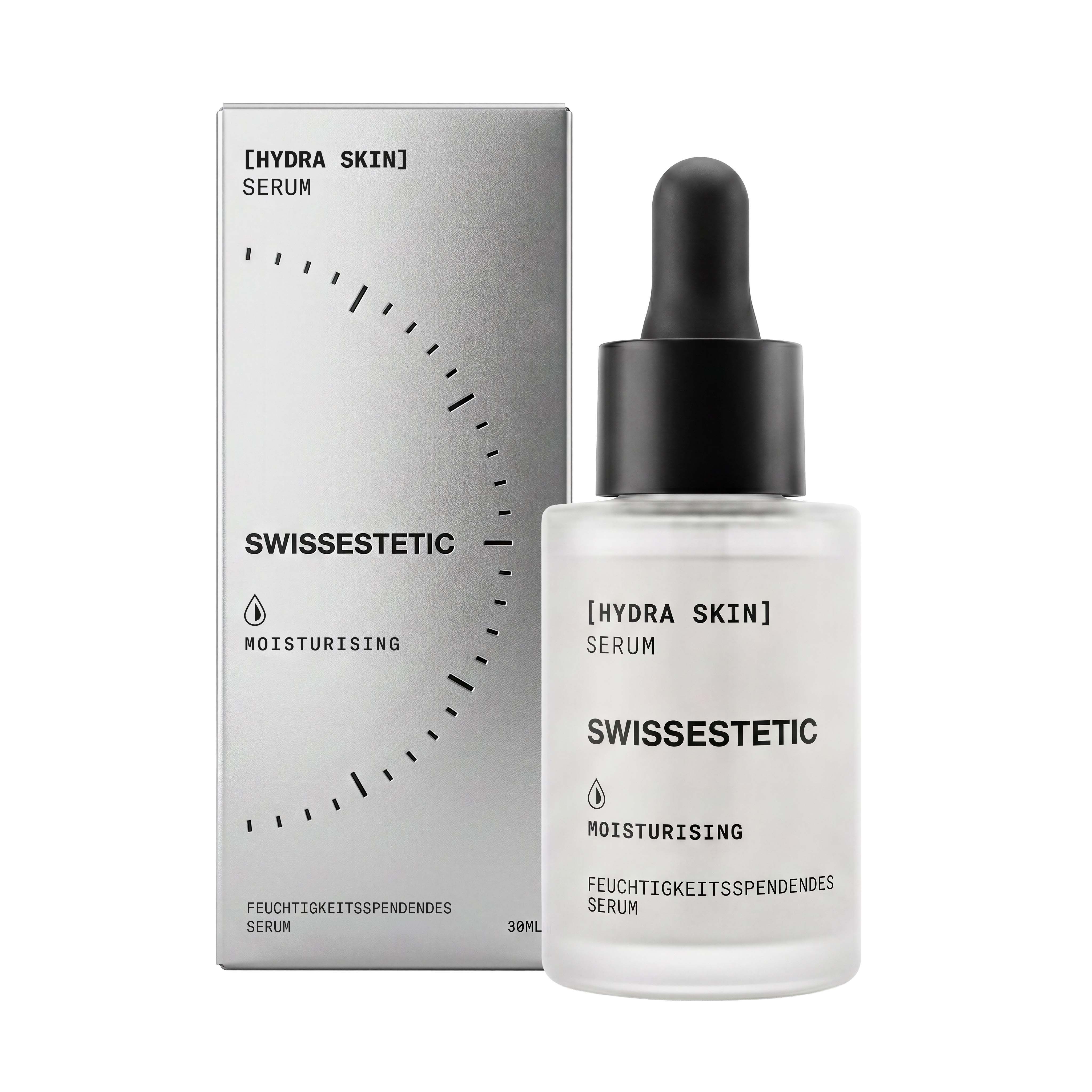 HYDRA SKIN SERUM mit Hyaluronsäure von swissestetic mit Produktverpackung