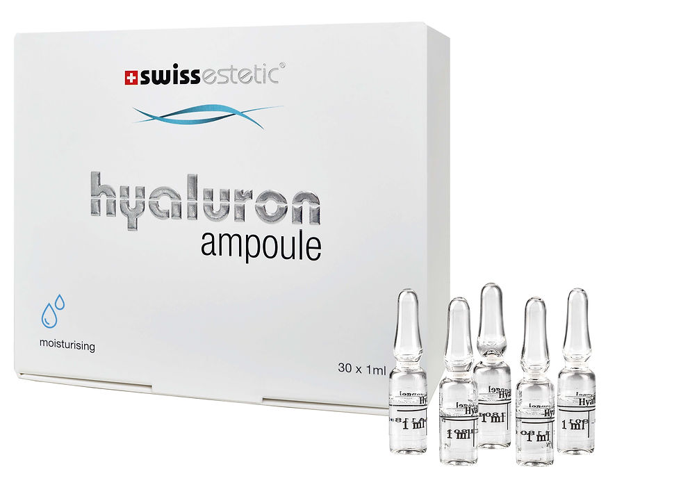 HYALURON AMPOULE Feuchtigkeitskonzentrat von swissestetic mit Produktverpackung