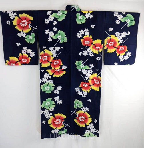 Dark Blue & Sunshine Yellow Yukata Ohio Kimono