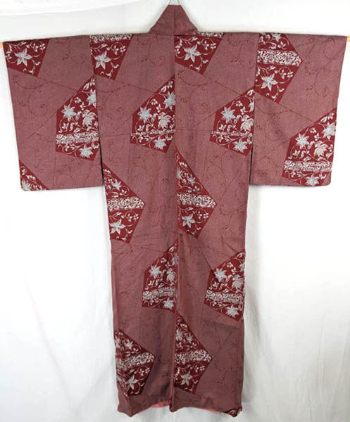 red japanese kimono with ivy from japan