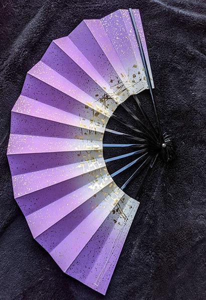 purple and white folding fan from japan