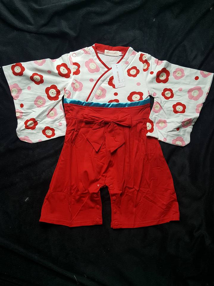 Red Kimono & Hakama One-Piece